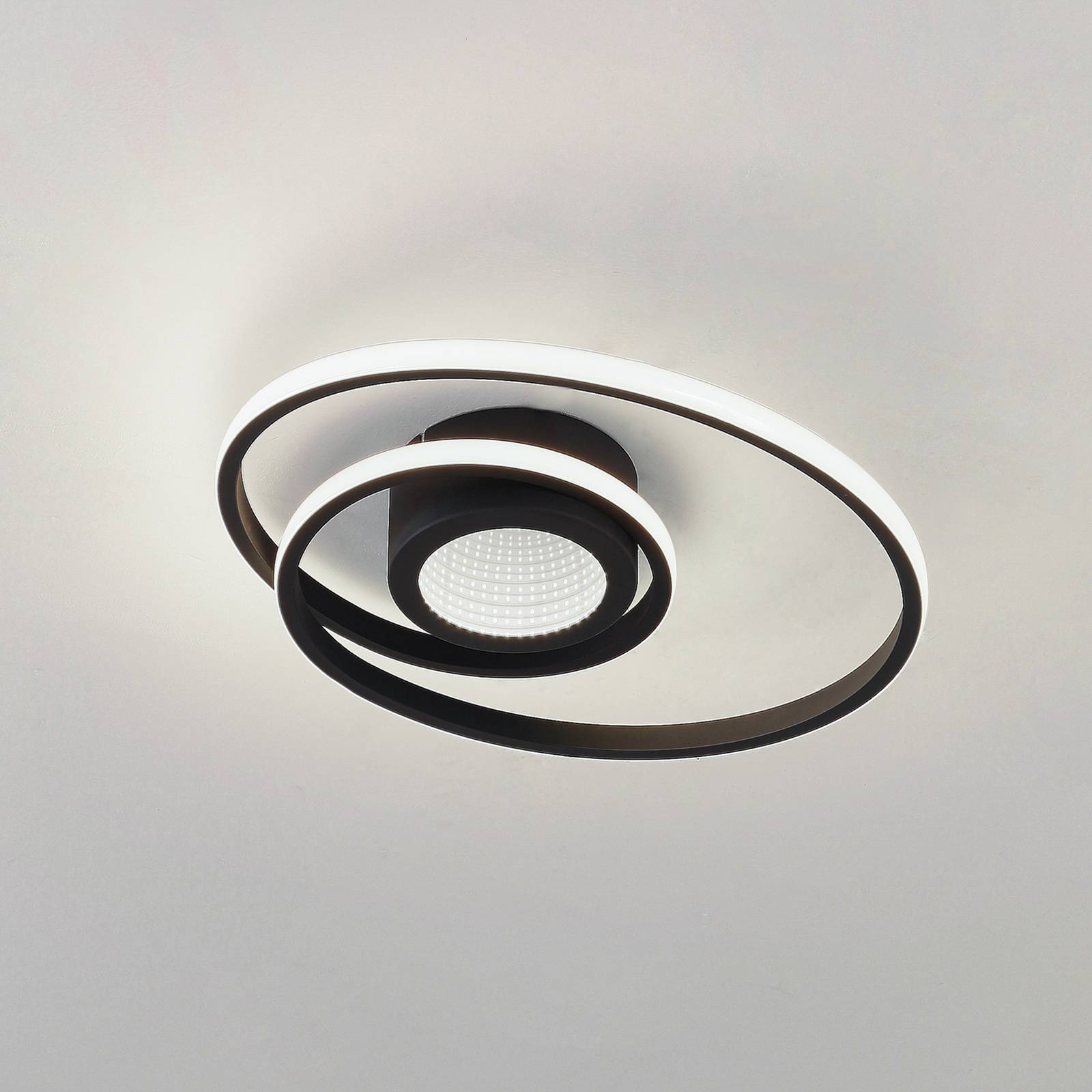 Lampa sufitowa LED Lindby Thalina, 45 cm, czarna, ściemniana