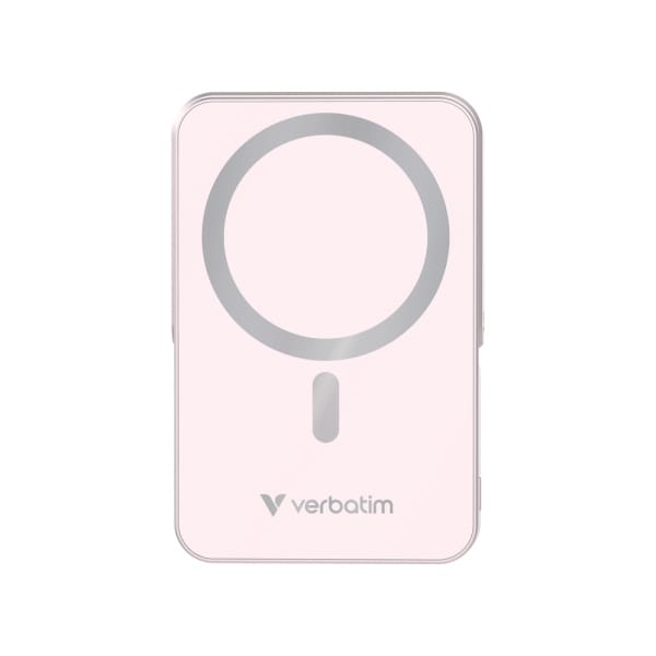 Verbatim, powerbank z ładowaniem bezprzewodowym, 5V, ładowanie telefonu, 32267, 10 000mAh, Mocowanie magnetyczne, różowa