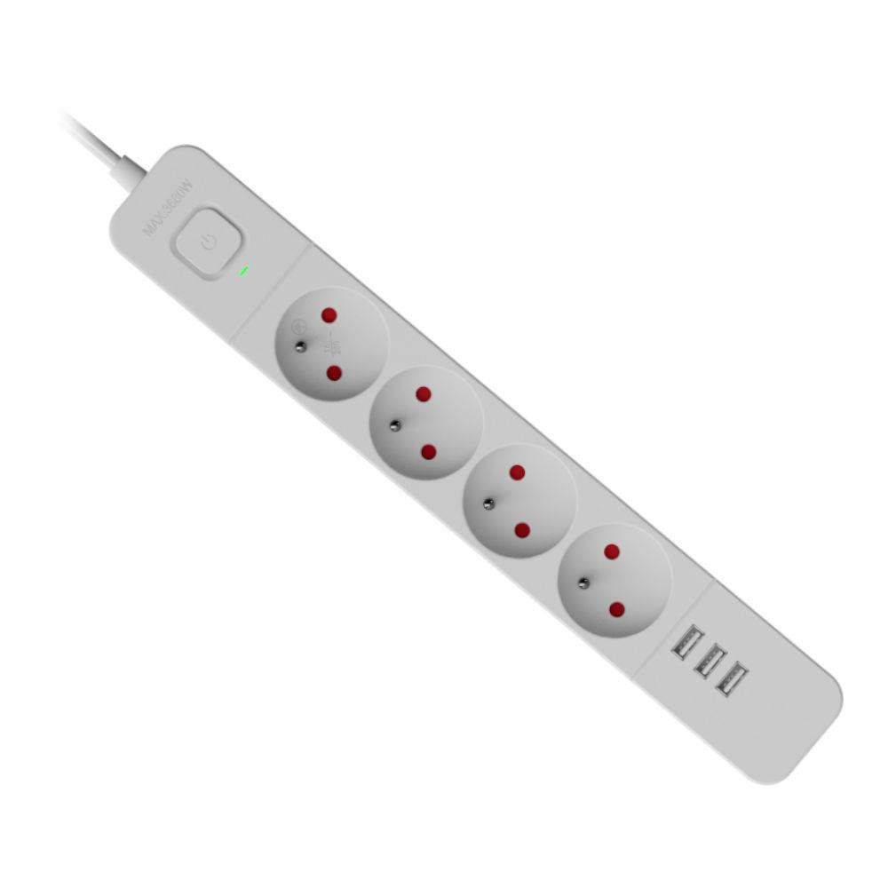 Listwa zasilająca defender sfs 133 1,5 m, 4 gniazda, 3x usb biała 99461