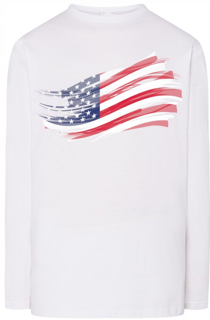 Usa Flaga Nadruk Modny Longsleeve Bluza r.XL