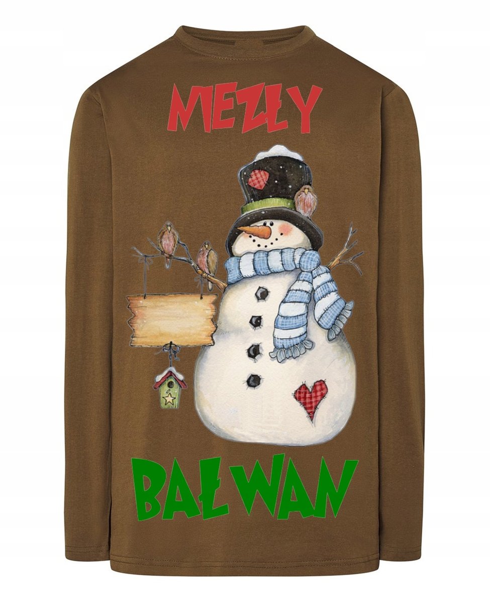 Longsleeve męski Świąteczny Vibe Niezły Bałwan Idealny Prezent r.L