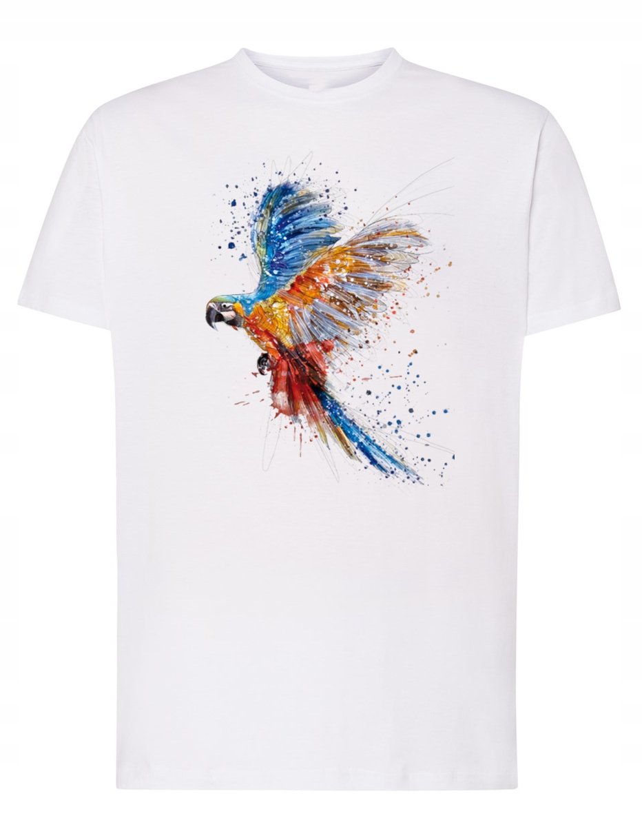 T-Shirt męski nadruk zwierzę Kolorowa PAPUGA r.S