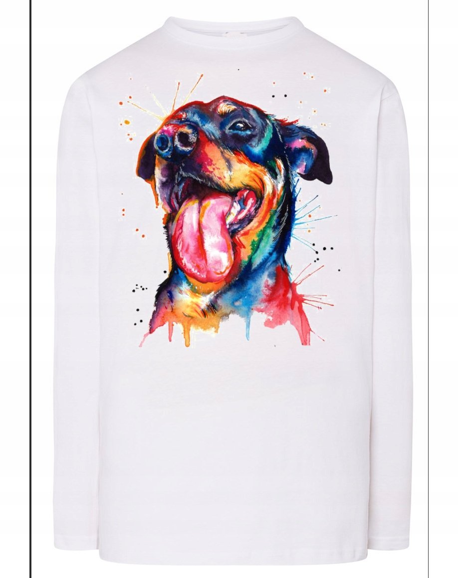 Longsleeve kolorowy nadruk pies Rottweiler r.4XL