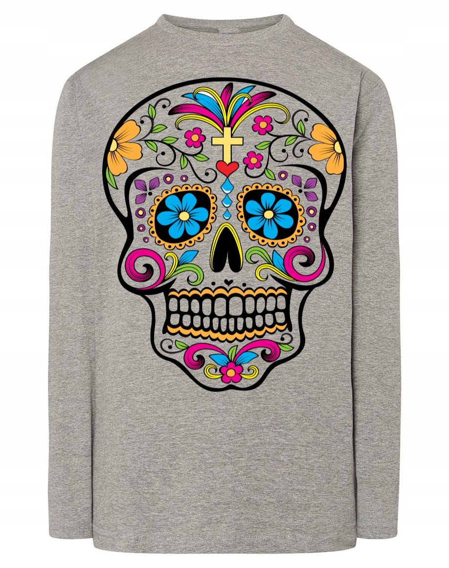 Longsleeve męski nadruk kolorowa CZASZKA r.XS