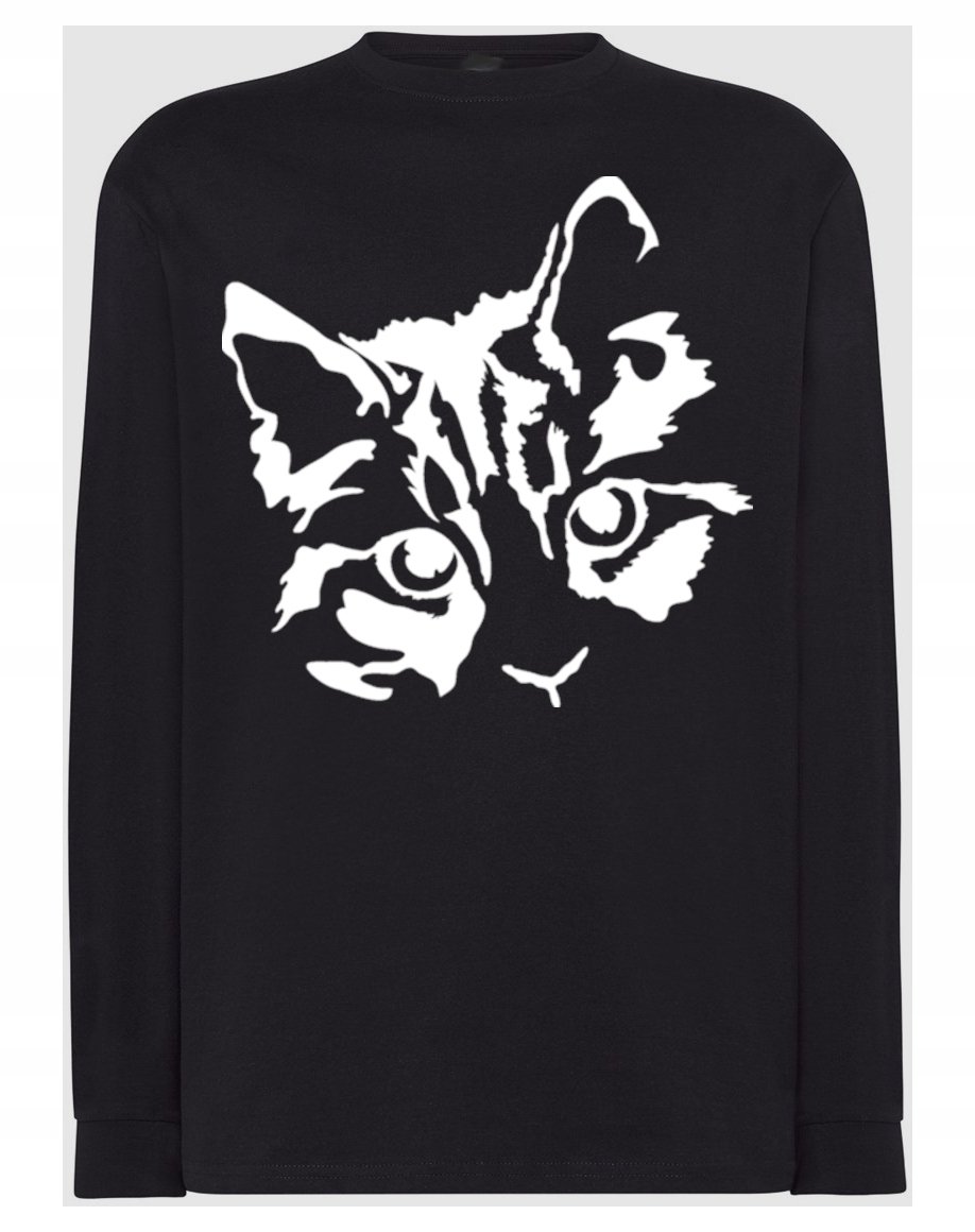 Longsleeve męski nadruk Głowa KOT KOTEK r.M