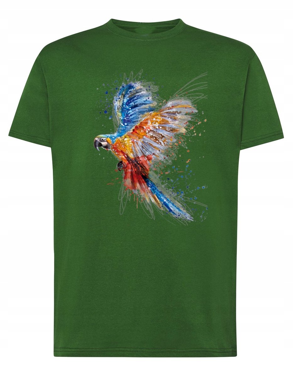 T-Shirt męski nadruk zwierzę Kolorowa PAPUGA r.4XL