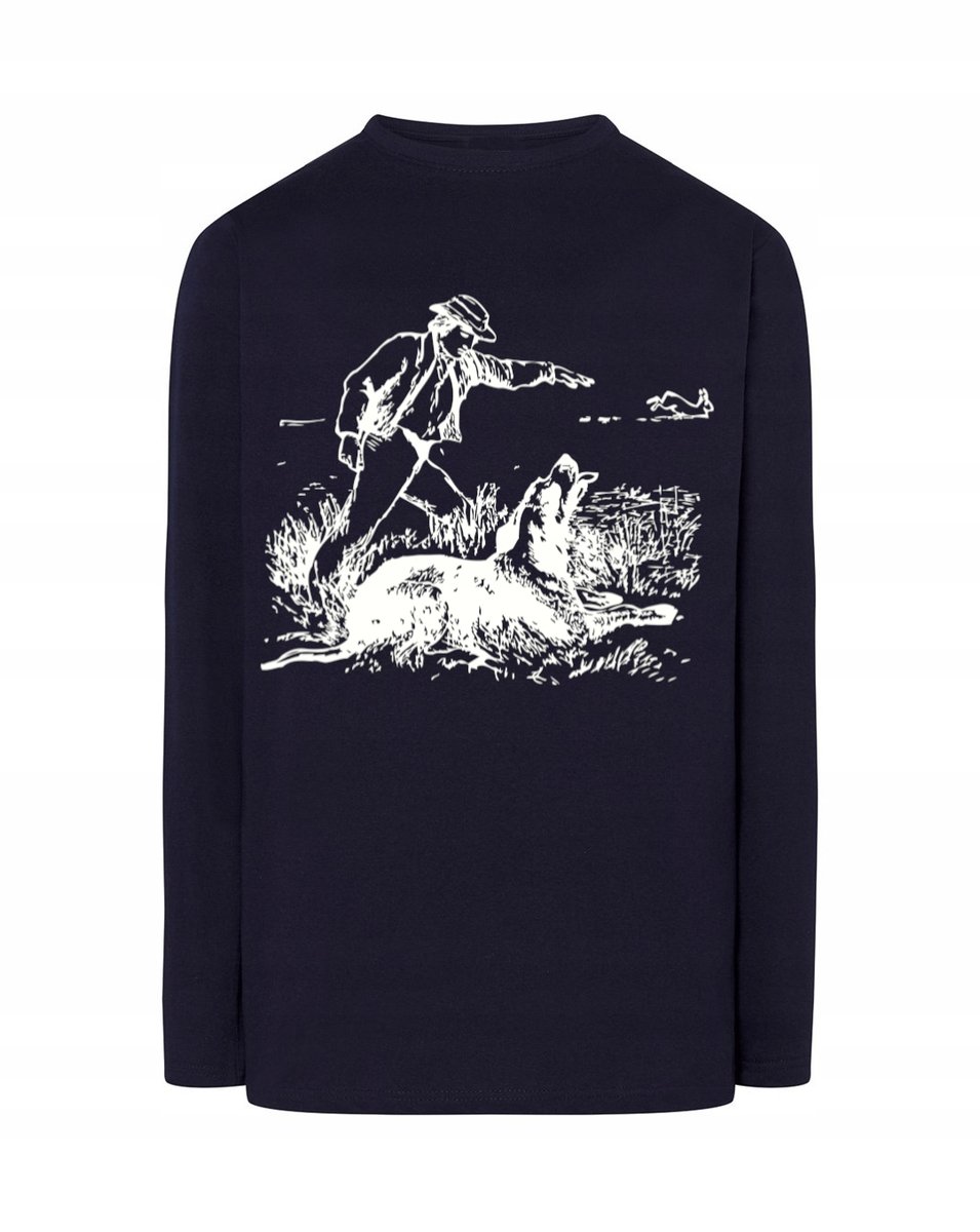 Longsleeve męski nadruk PIES POLOWANIE r.5XL