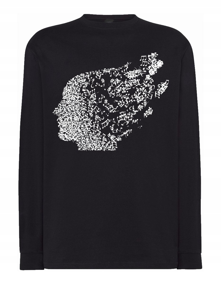 Longsleeve męski nadruk Muzyka Głowa Nutki r.S