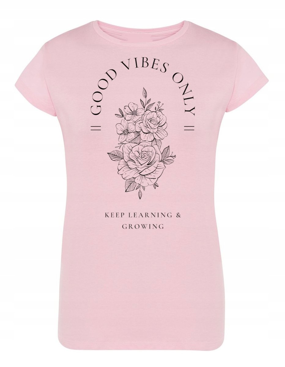 T-Shirt damski nadruk Good Vibes Only KWIATY r.M
