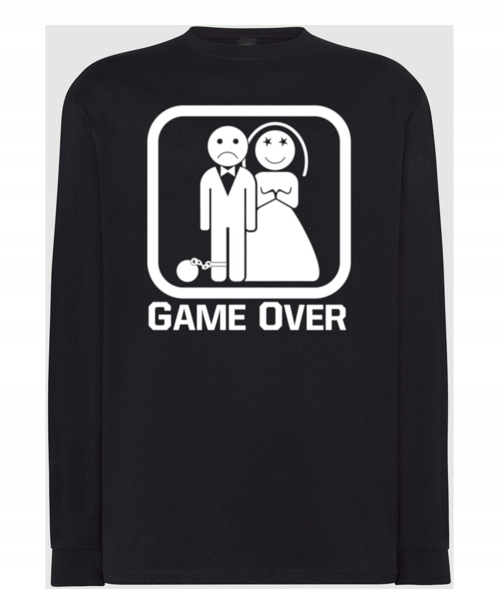 Longsleeve męski Zabawny nadruk Prezent na Wieczór Kawalerski Game Over 3XL