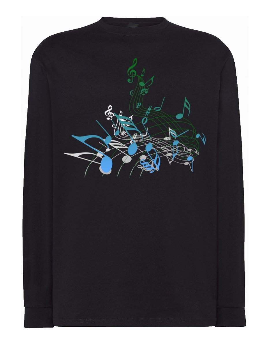 Longsleeve męski nadruk NUTKI NUTY MUZYKA r.XL