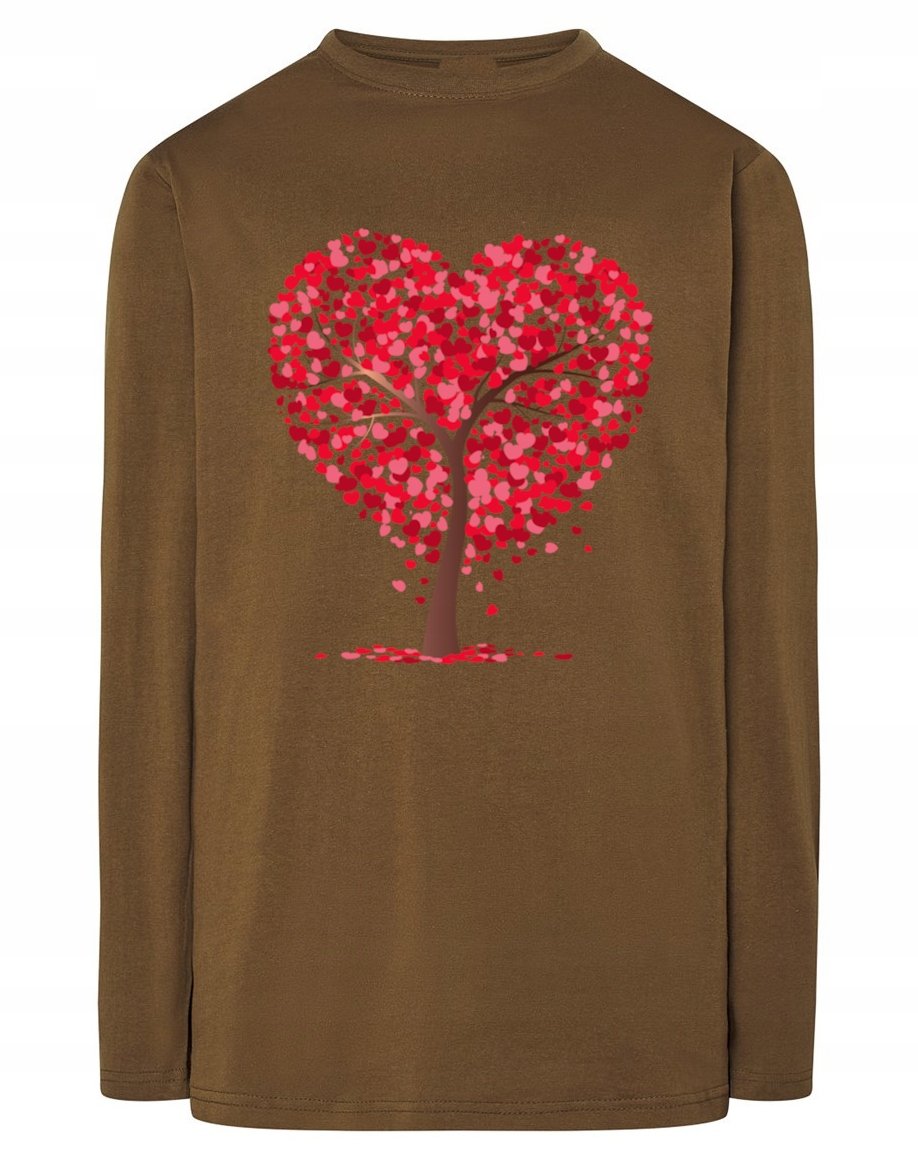 Walentynki Longsleeve nadruk Serca Drzewo r.3XL