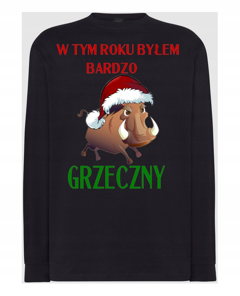 Longsleeve święta nadruk Byłem Grzeczny Rozm.S
