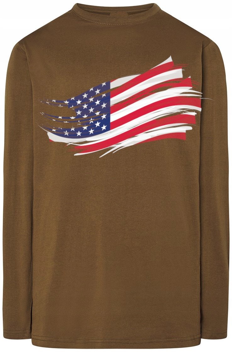 Usa Flaga Nadruk Modny Longsleeve Bluza r.XS