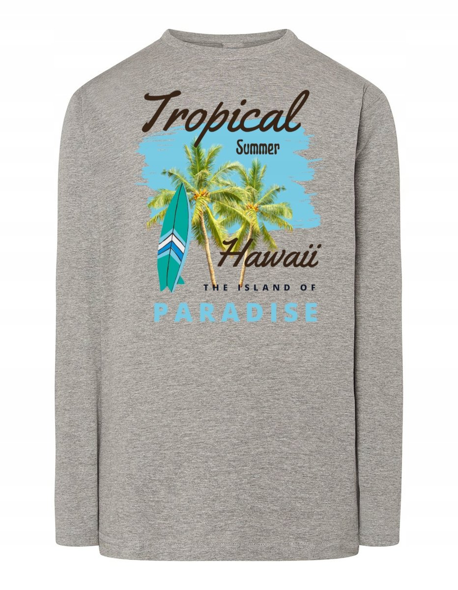 Longsleeve męski nadruk HAWAJE TROPIKI r.5XL