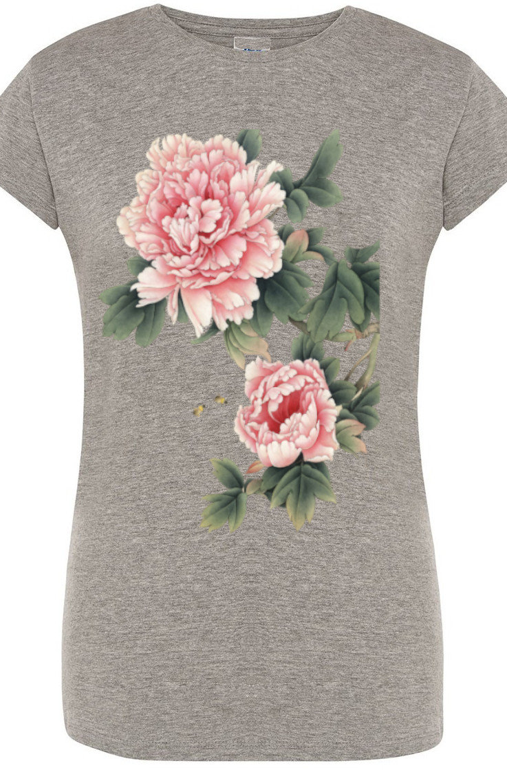 T-Shirt Damski Modny Kwiaty Nadruk Rozm.S