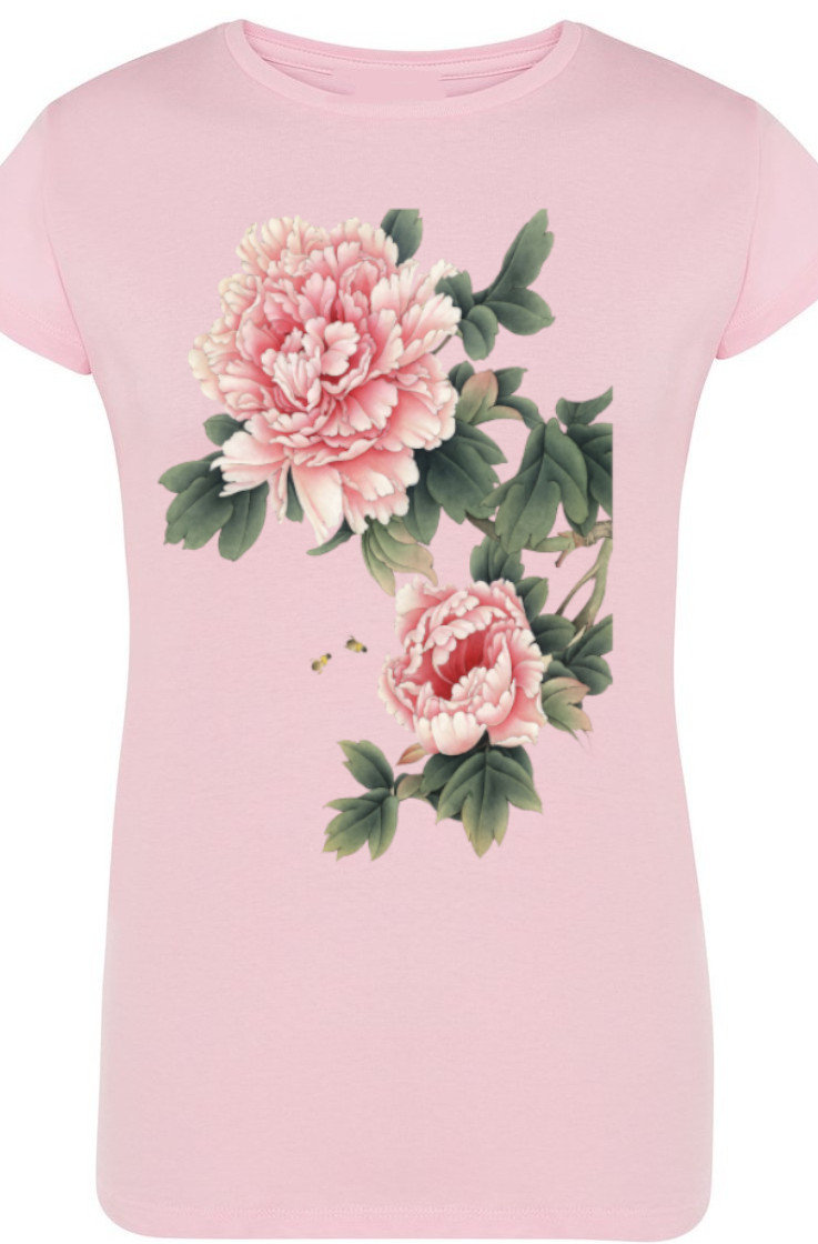 T-Shirt Damski Modny Kwiaty Nadruk Rozm.S