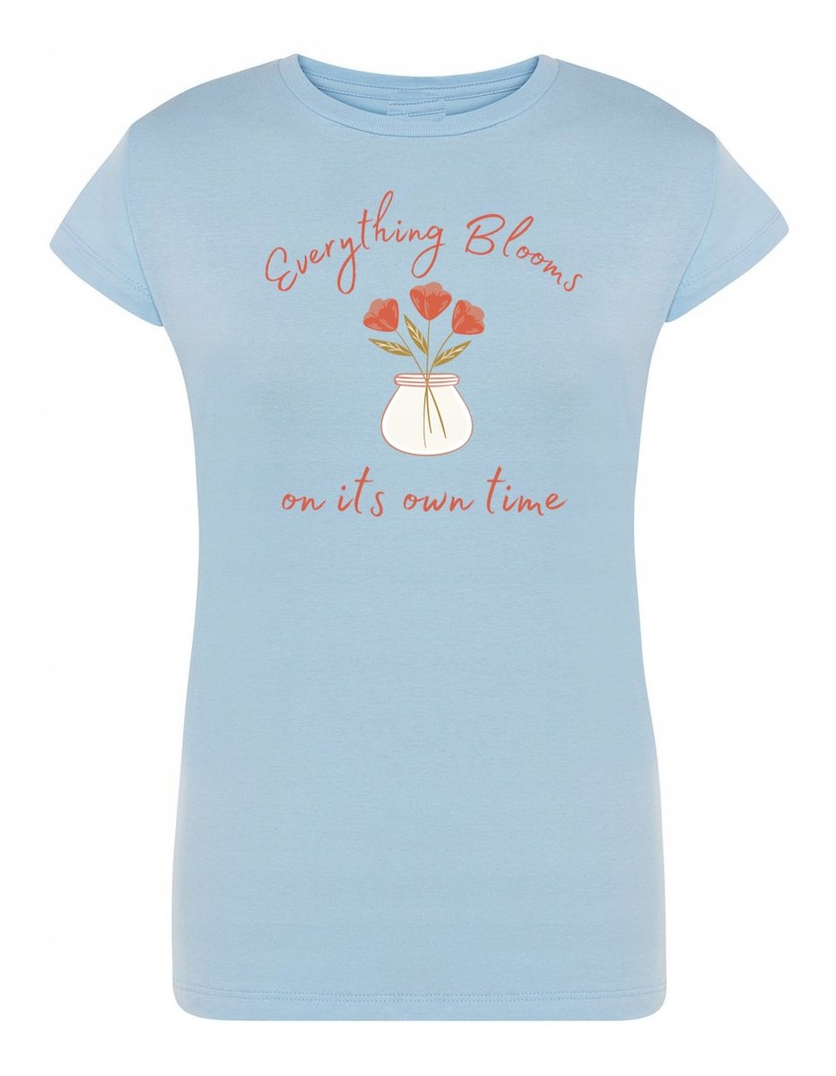 T-Shirt damski fajny nadruk KWIATY KWIATKI r.M