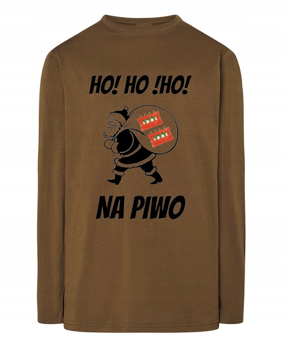 Longsleeve męski zabawny nadruk Ho Ho Ho na pi_wo r.3XL