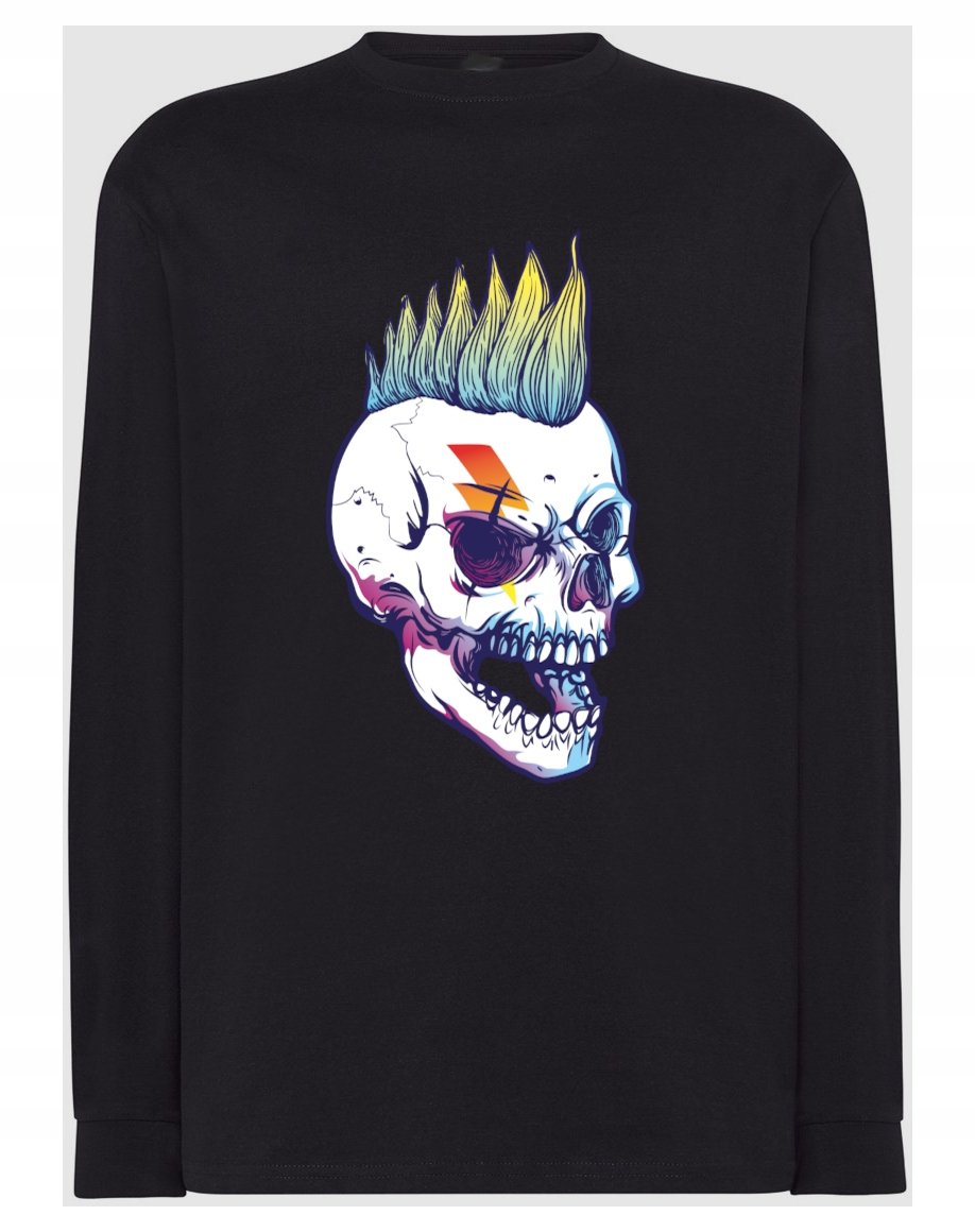 Longsleeve męski nadruk Czaszka Irokez r.4XL
