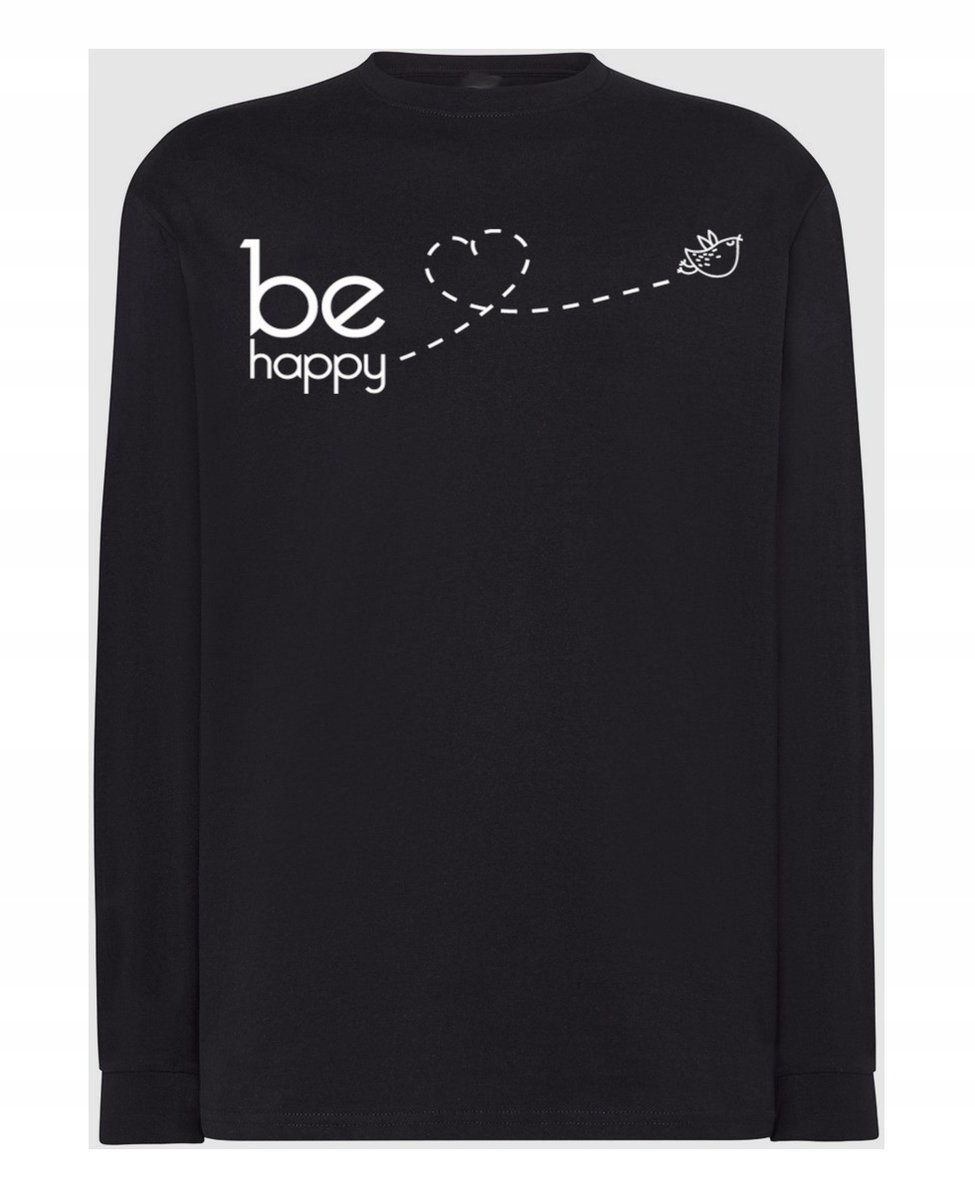 Longsleeve męski fajny nadruk Be Happy r.XXL