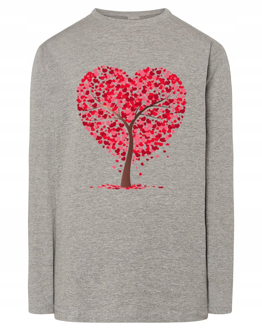 Walentynki Longsleeve nadruk Serca Drzewo r.3XL
