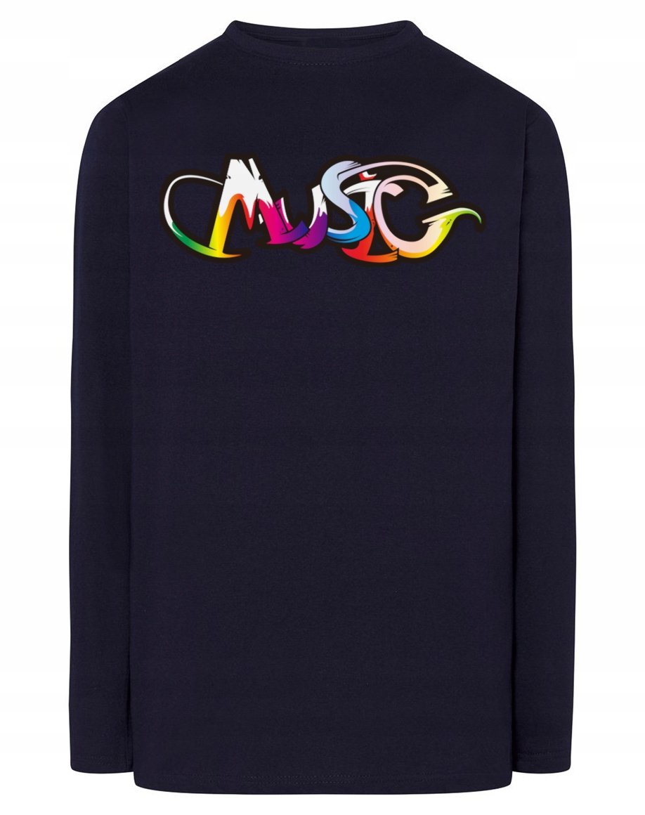Longsleeve męski nadruk napis Music Muzyka r.5XL