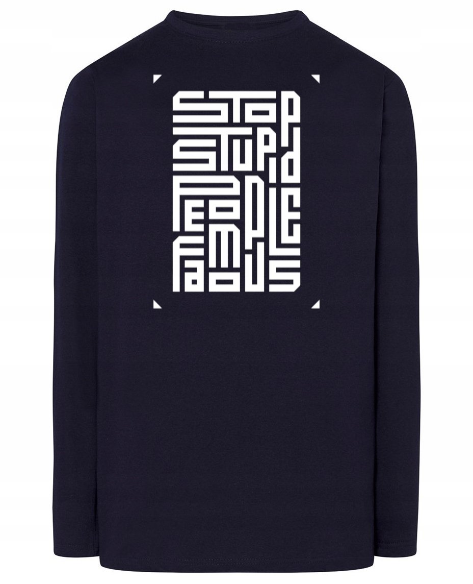 Longsleeve męski nadruk STOP STUPID PEOPLE r.4XL