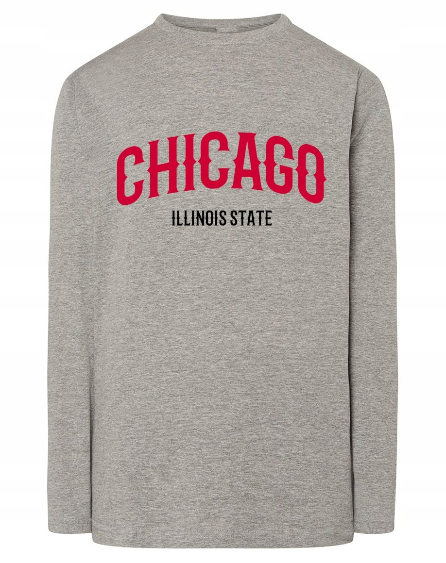 Longsleeve męski nadruk napis CHICAGO r.XXL