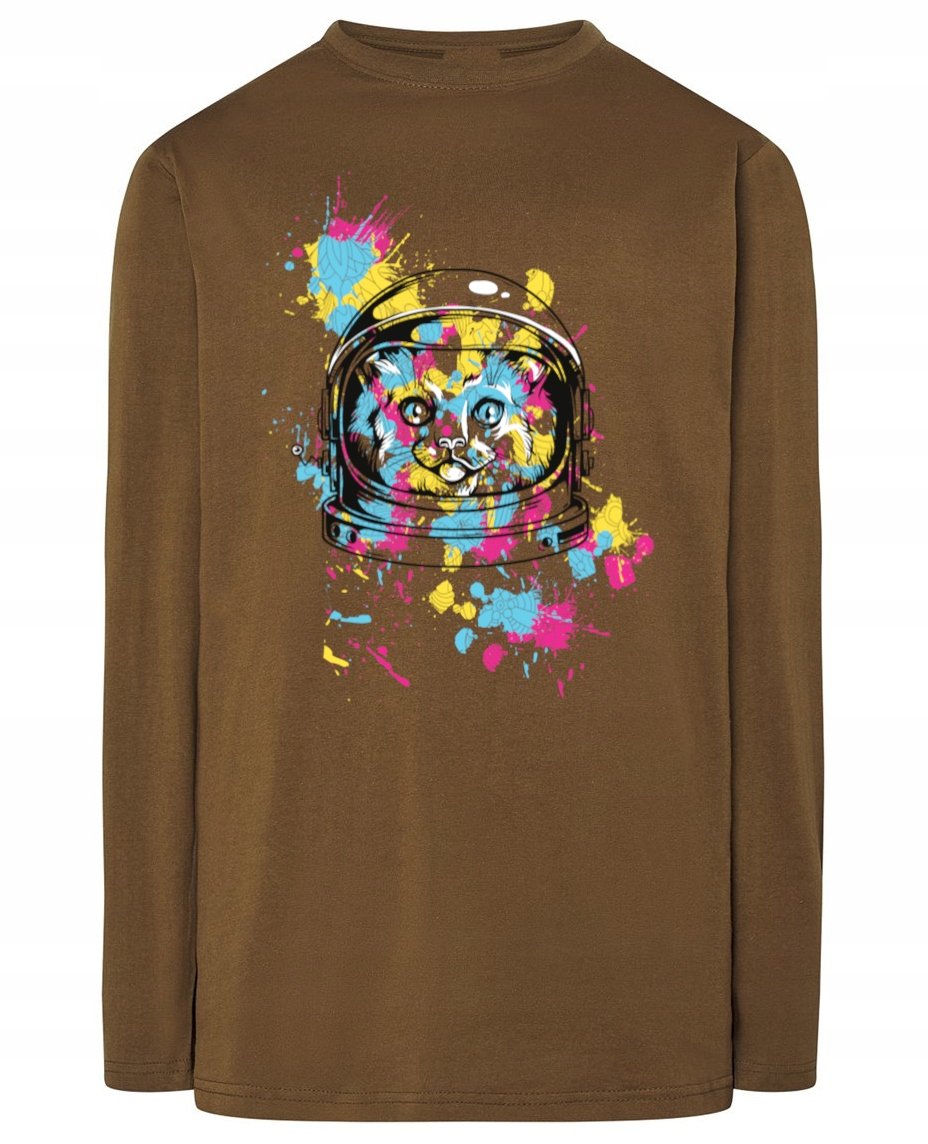 Longsleeve kolorowy nadruk KOT ASTRONAUTA r.XXL