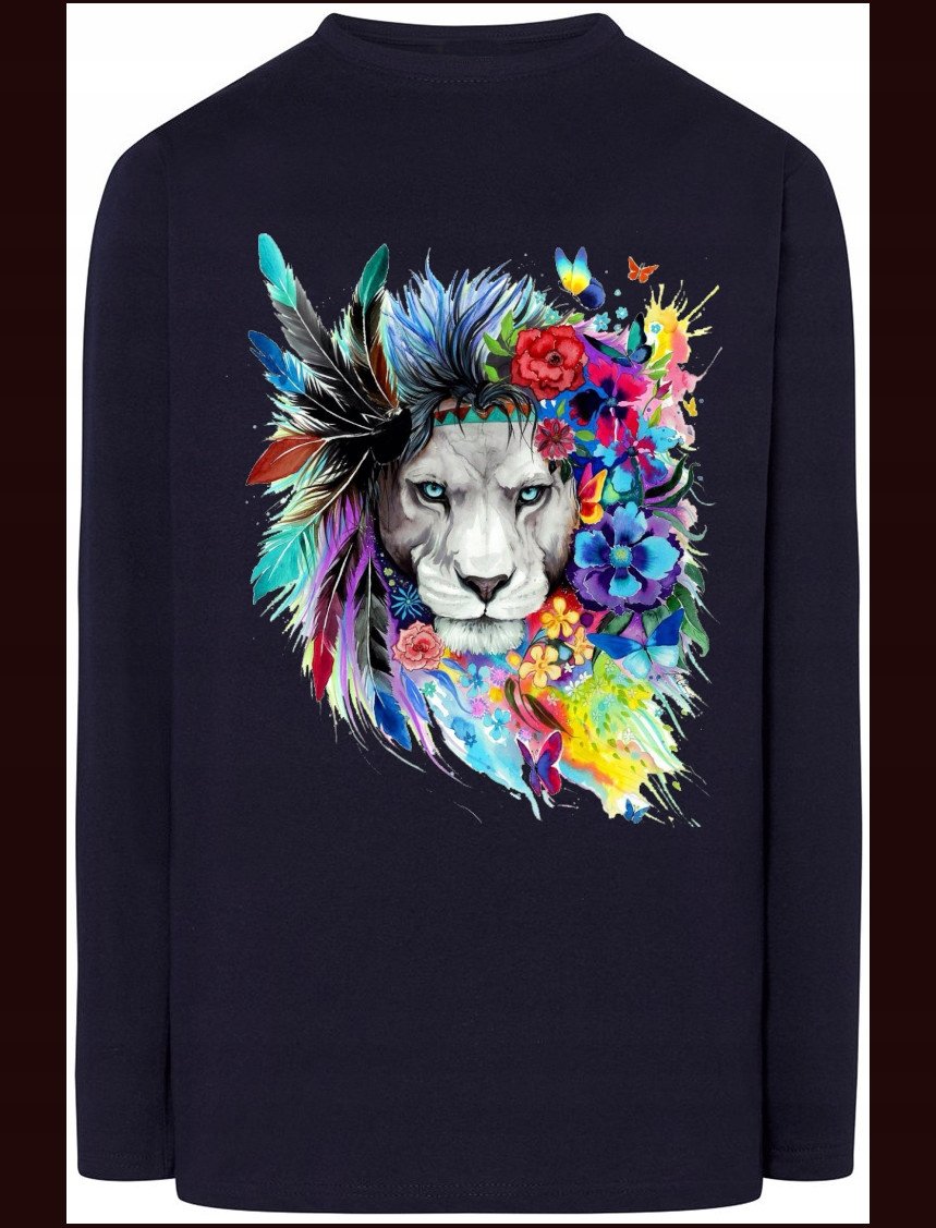 Longsleeve Męski Lew Kolorowy Modny Rozm.5XL