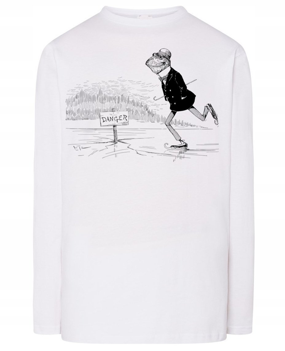 Longsleeve zabawny nadruk ŻABA NA ŁYŻWACH r.XS