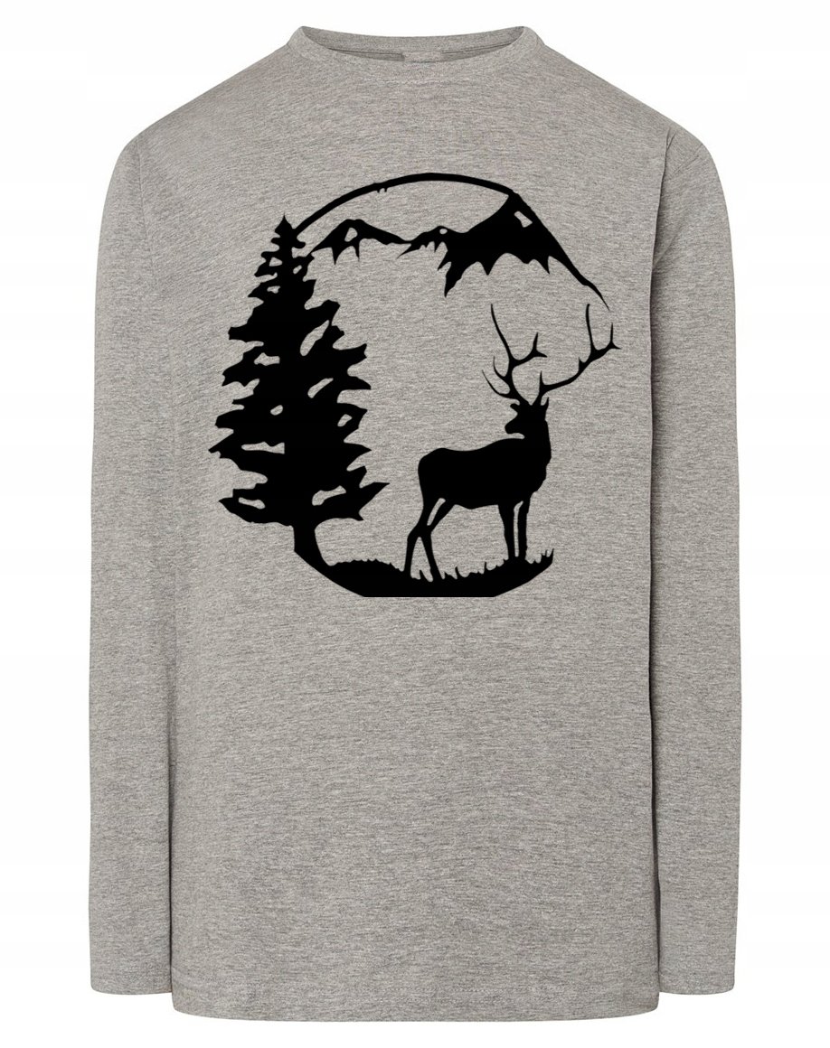 Longsleeve męski nadruk góry Jeleń r.4XL