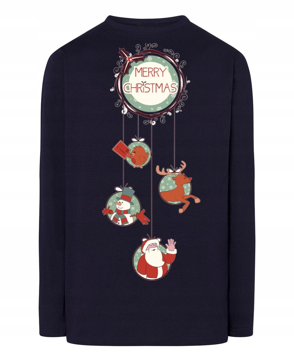 Longsleeve nadruk Wesołych Świąt Mikołaj Rozm.XS