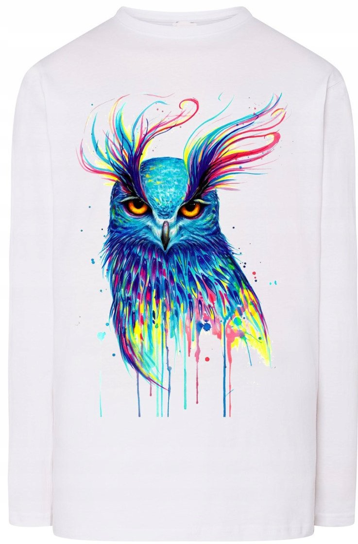 Sowa kolorowa Męski Longsleeve Modny Rozm.L