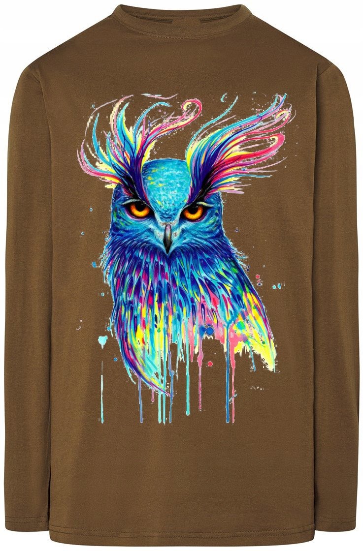 Sowa kolorowa Męski Longsleeve Modny Rozm.XL