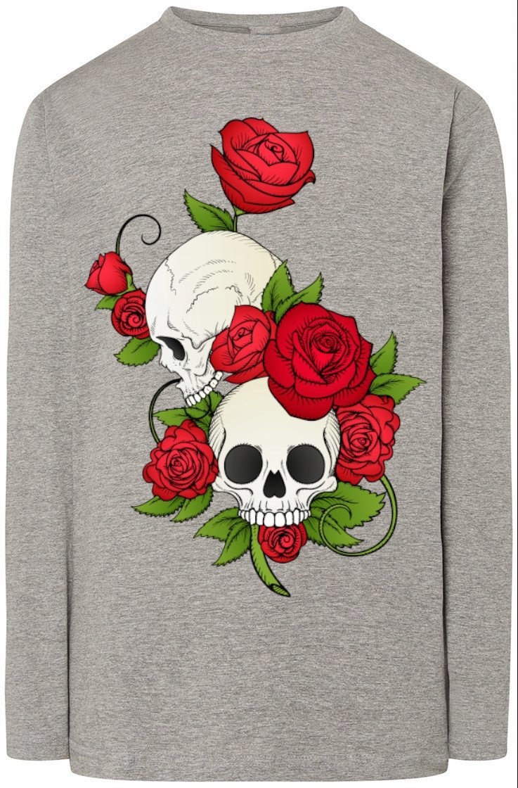 Bluza Longsleeve Róże Czaszki Modna Rozm.M