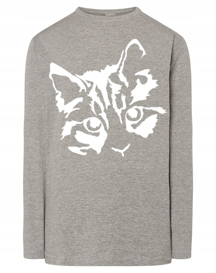 Longsleeve męski nadruk Głowa KOT KOTEK r.L