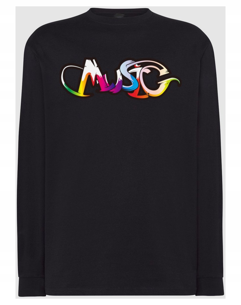 Longsleeve męski nadruk napis Music Muzyka r.3XL