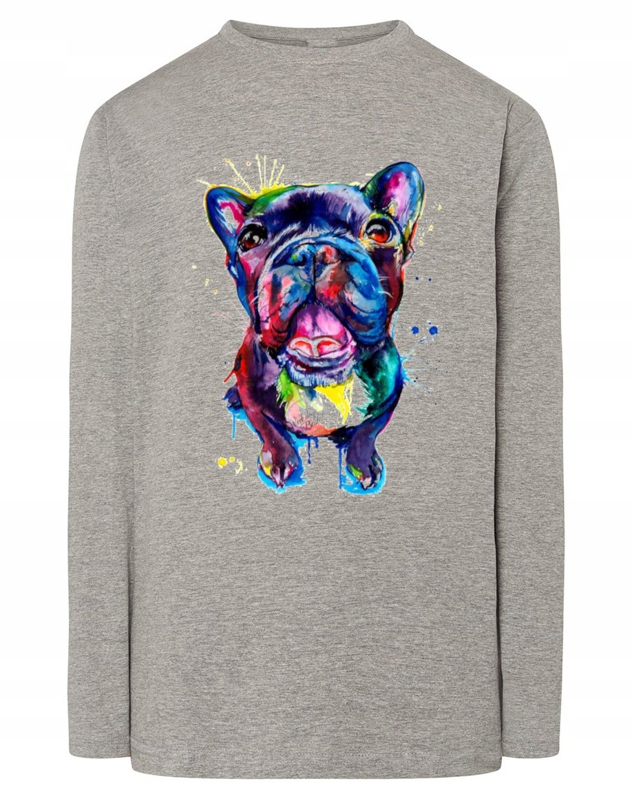 Longsleeve kolorowy nadruk pies Bulldog r.5XL