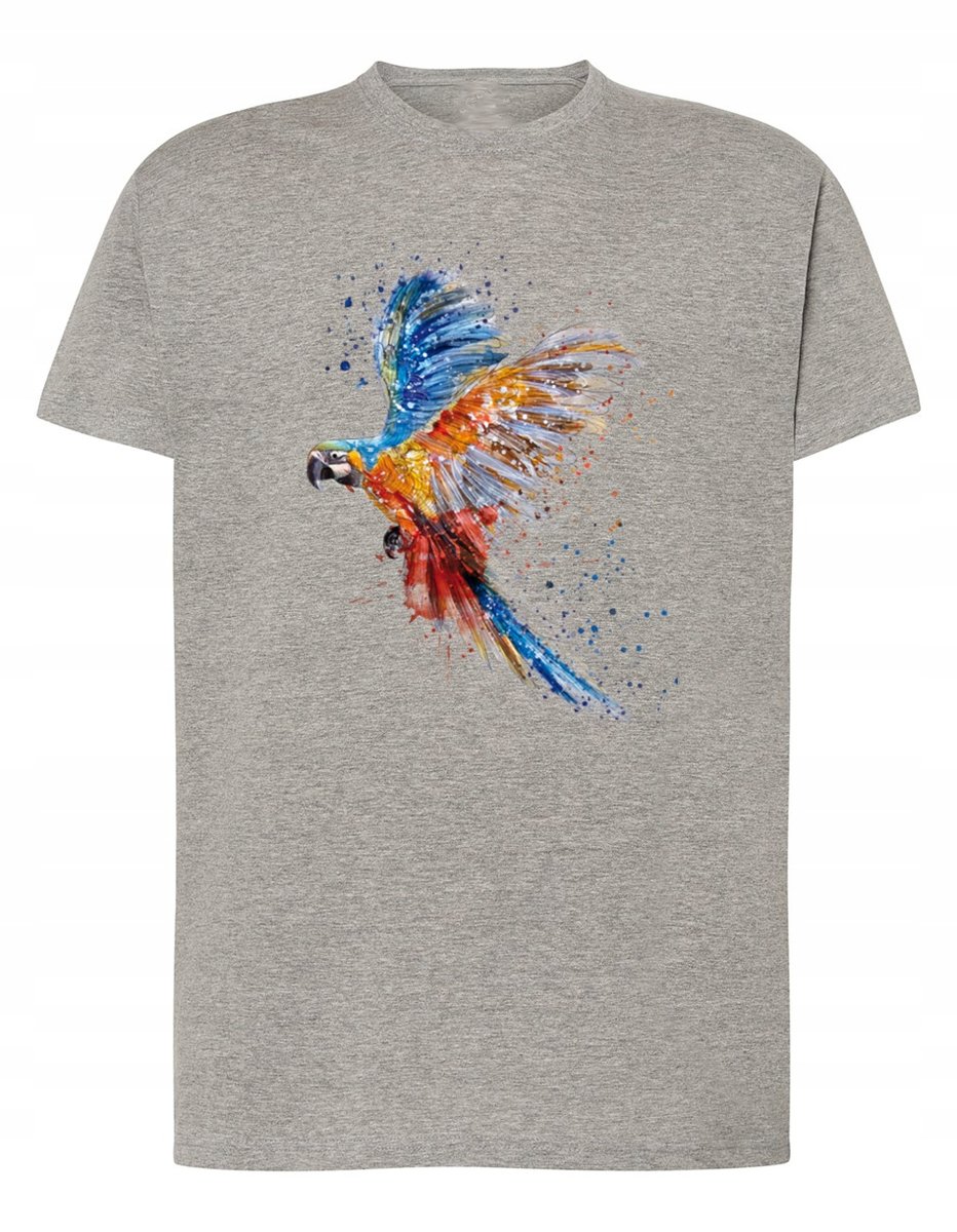 T-Shirt męski nadruk zwierzę Kolorowa PAPUGA r.L