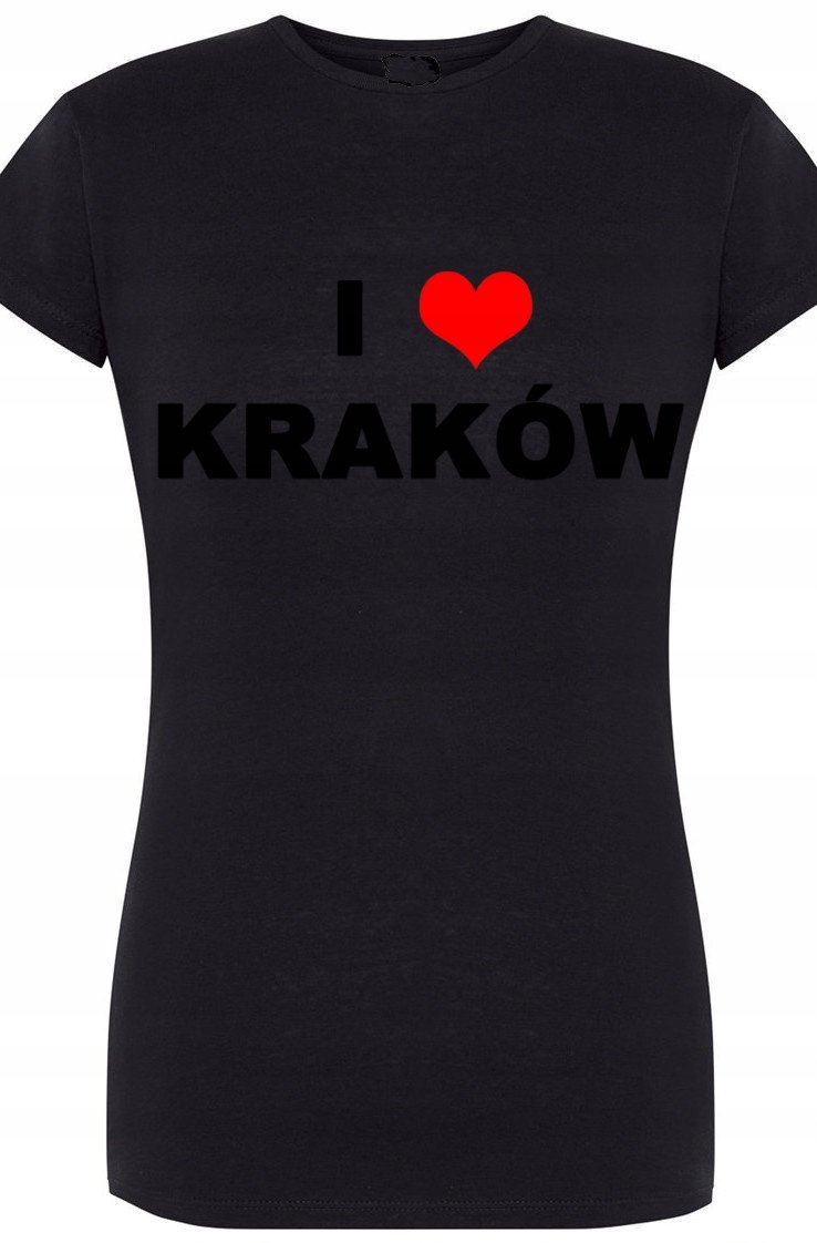 I Love Kraków T-Shirt Damski Nadruk Modny r.M
