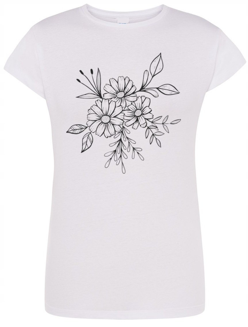 T-Shirt damski nadruk KWIATKI KWIATY Rozm.XXL