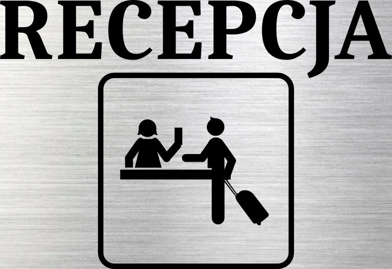 Tabliczka aluminiowa na drzwi ścianę Recepcja 15x10 Nierdzewna