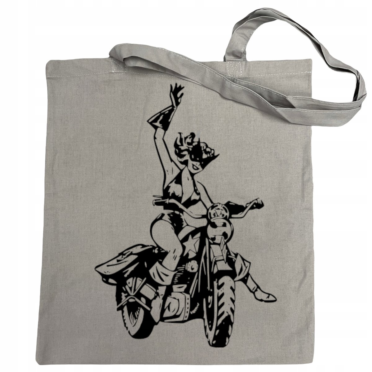 Torba zakupy nadruk fun art Kobieta motocykl Kot