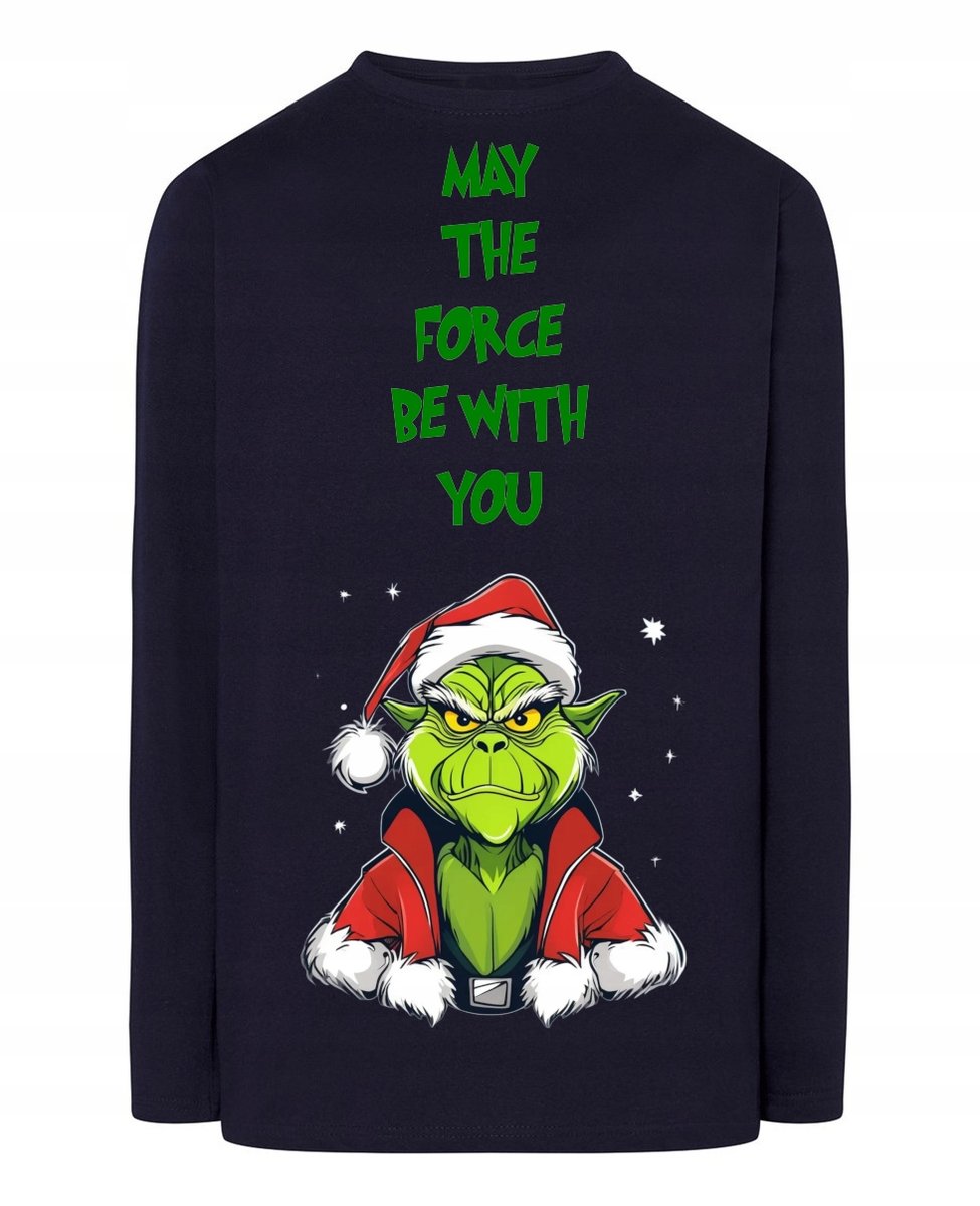Longsleeve męski Świąteczny YodaGrinch Niech Moc będzie z Tobą r.XXL