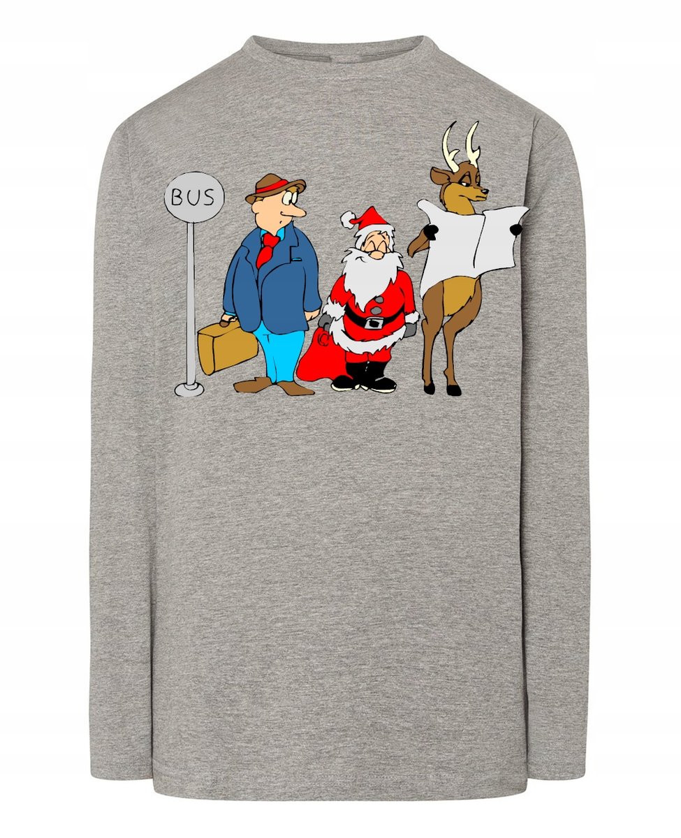 Longsleeve męski nadruk Śmieszny Mikołaj Rozm.XXL