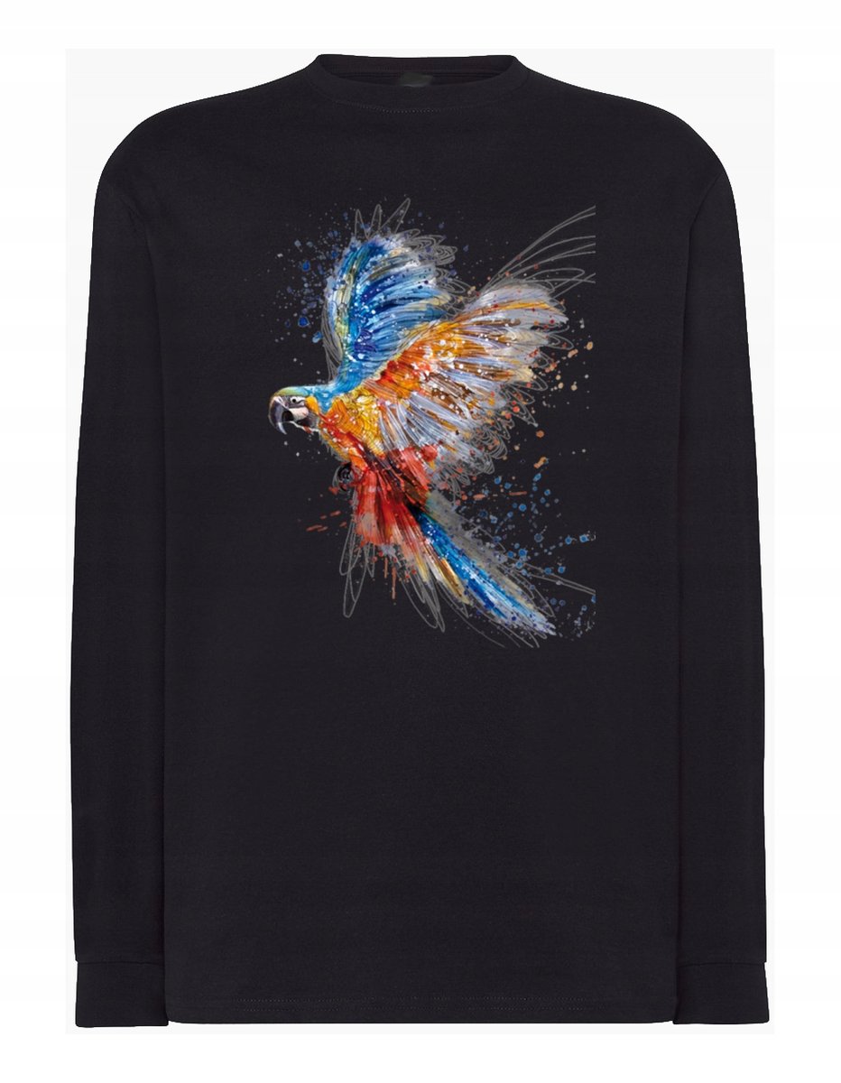 Longsleeve męski kolorowy nadruk PAPUGA r.5XL