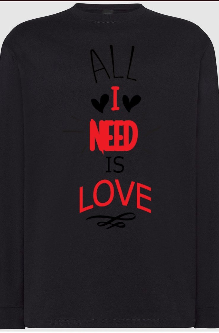 All I Need Is Love Longsleeve Nadruk r.XXL