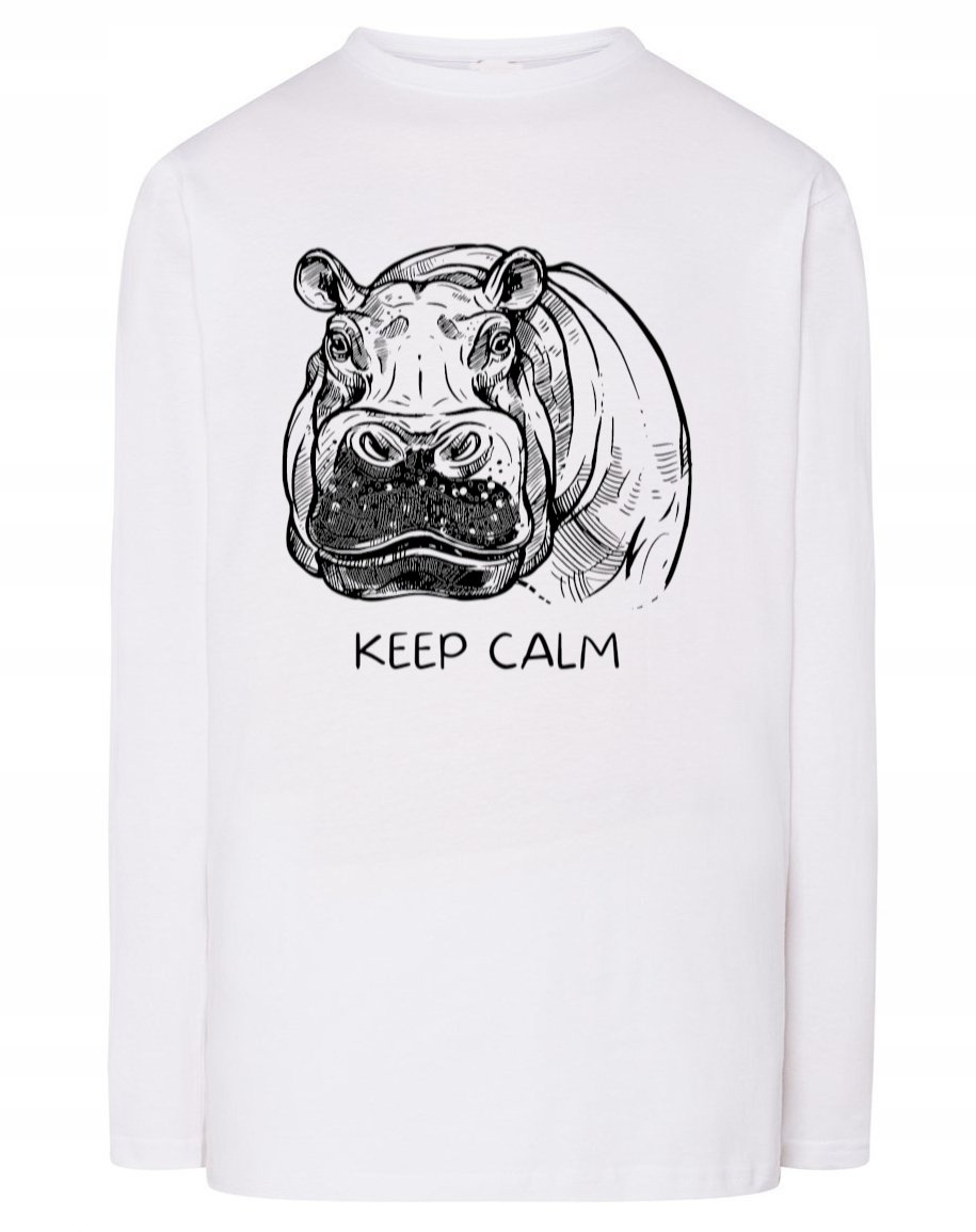 Longsleeve męski nadruk hipopotam KEEP CALM r.M